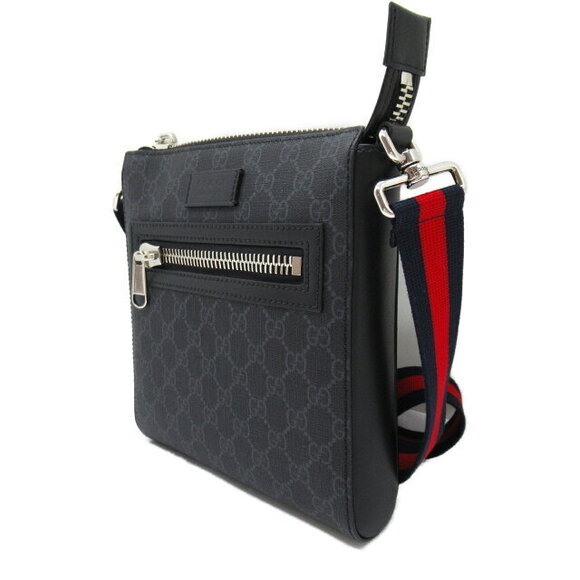 Gucci GG Supreme Shoulder Bag Leather Canvas Black - Picture 3 of 9